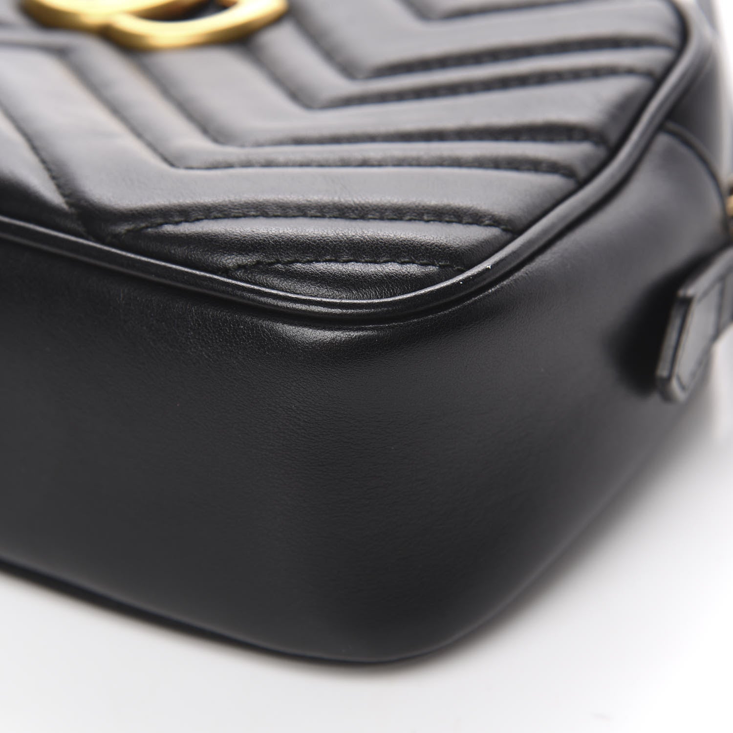 Gucci Calfskin Matelasse Small GG Marmont Chain Shoulder Bag Black 8 of 9