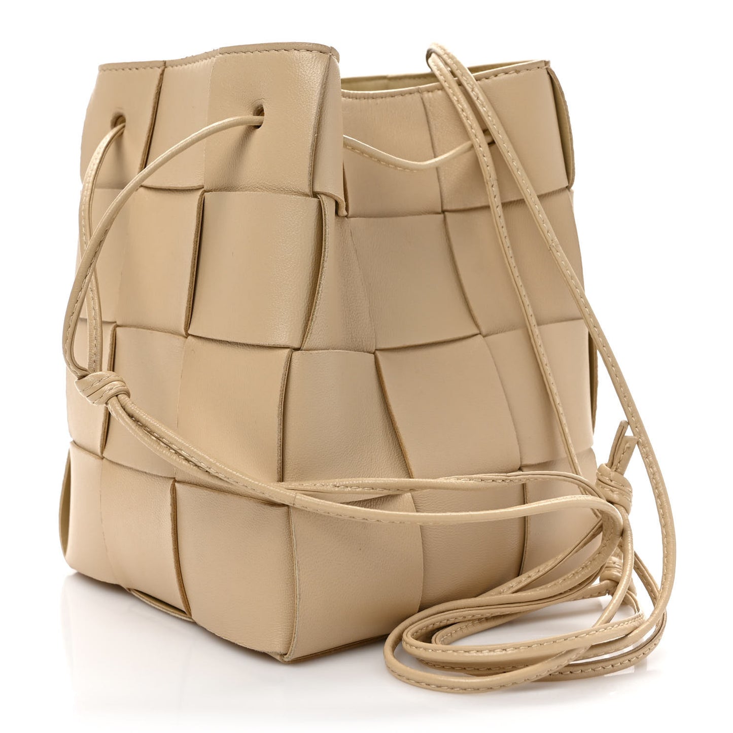 Nappa Maxi Intrecciato Cassette Bucket Bag Almond Almond