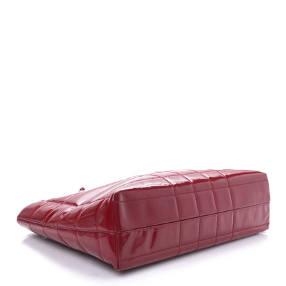 Chanel Patent Chocolate Bar Quilted Tote Red 4 of 8