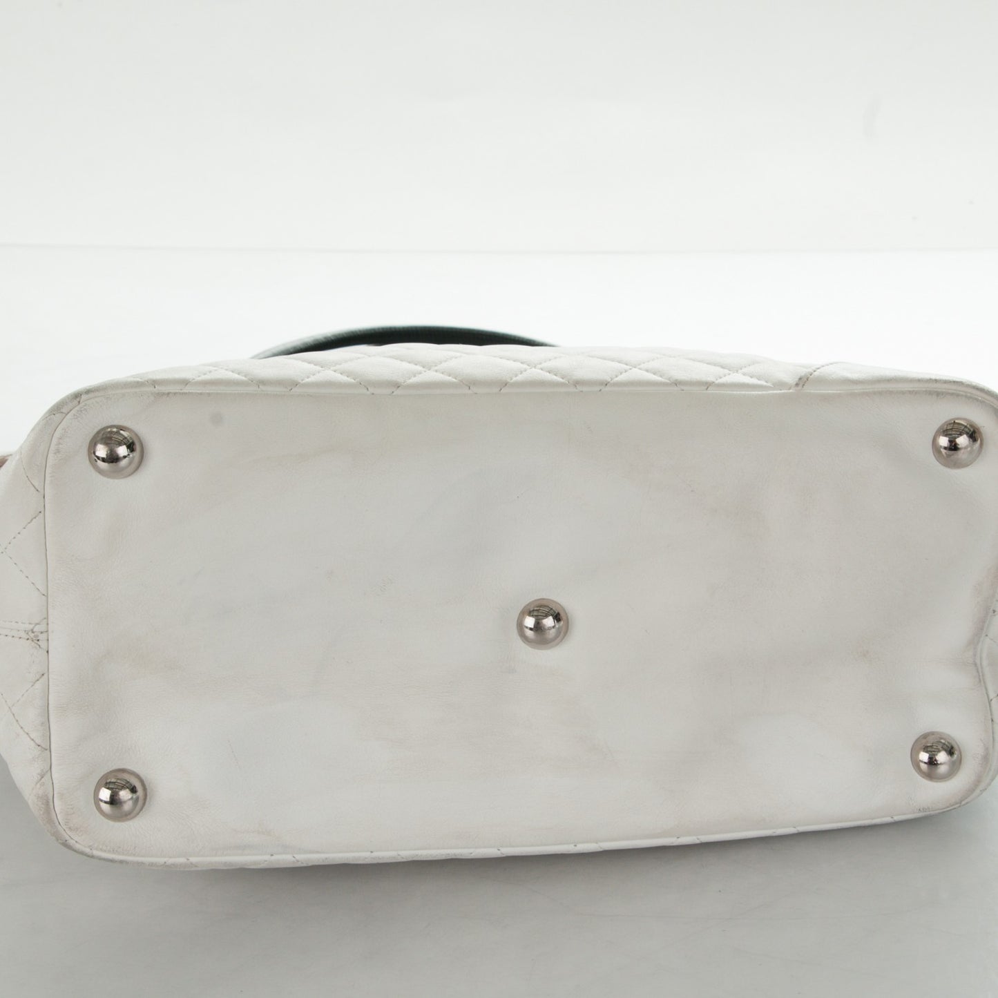 Calfskin Quilted Python Large Cambon Tote White