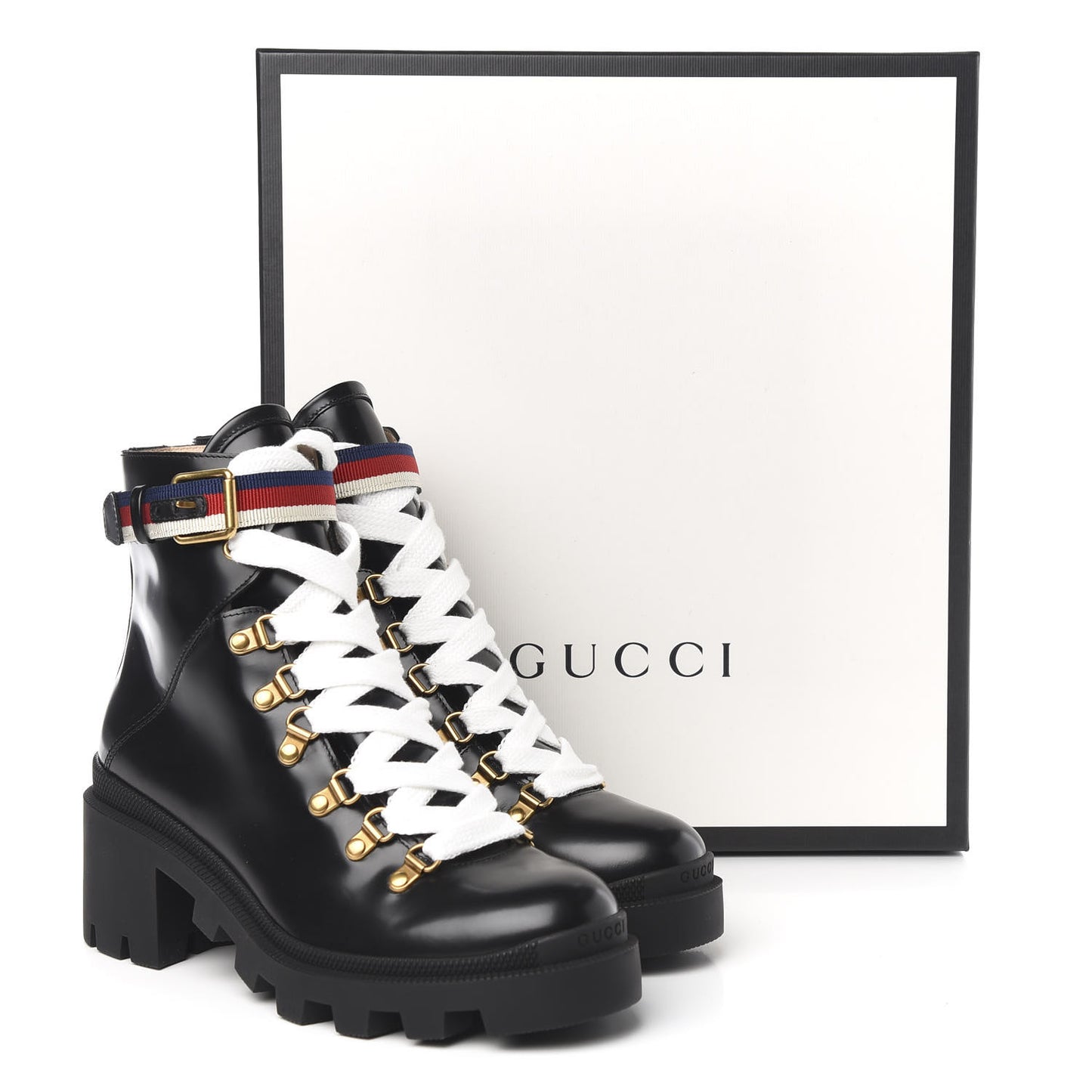 Calfskin Sylvie Web Womens Lace Up Combat Boots 38 Black