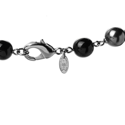 Chanel Pearl Beaded CC Long Necklace Black Ruthenium 4 of 4