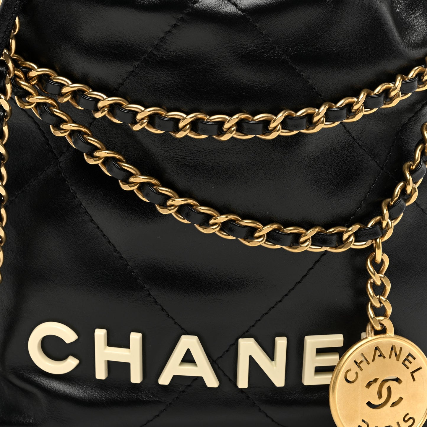 Calfskin Quilted Mini Chanel 22 Black