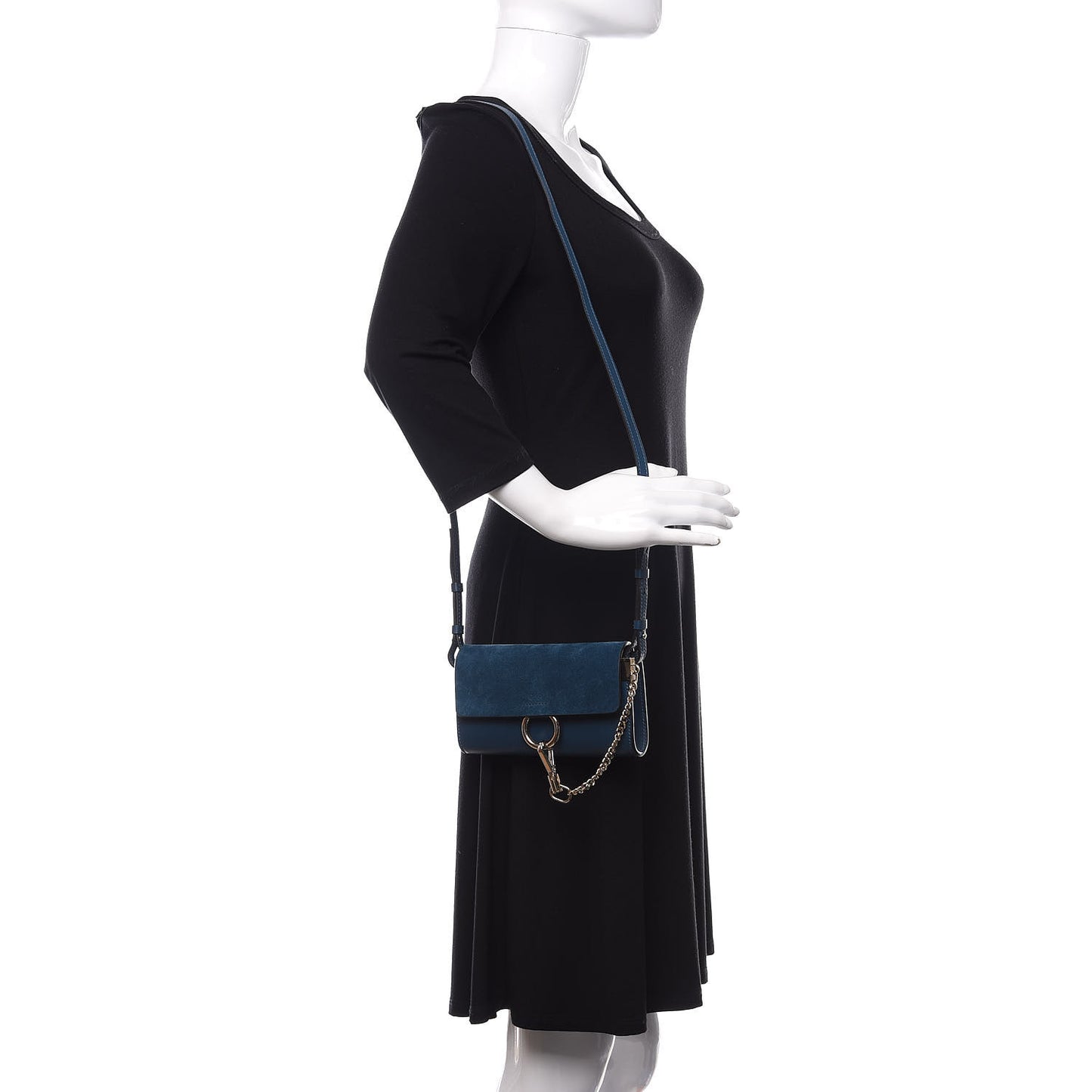 Suede Calfskin Mini Faye Shoulder Bag Majolica Blue