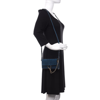 Chloe Suede Calfskin Mini Faye Shoulder Bag Majolica Blue 2 of 12