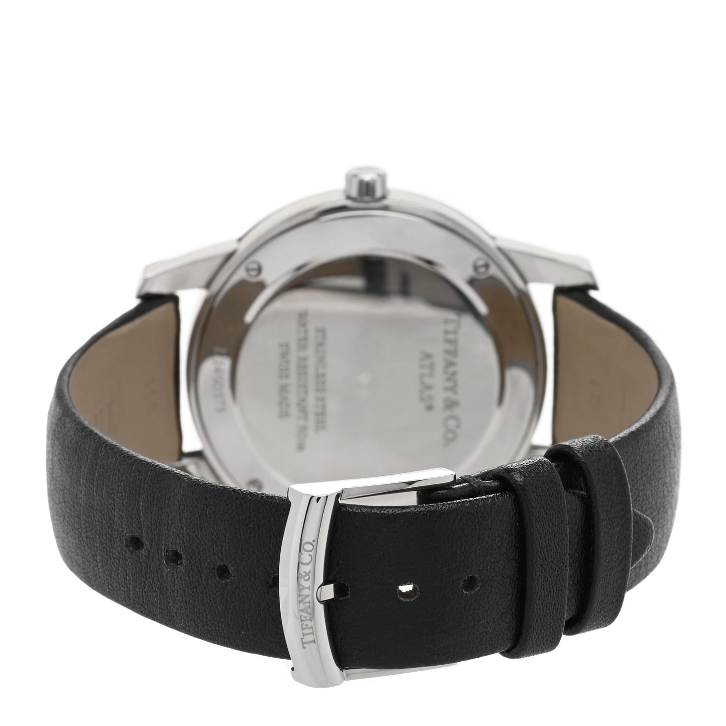 Stainless Steel Calfskin 37mm Atlas 2-Hand Quartz Watch Black