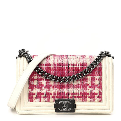 Chanel Patent Tweed Medium Boy Flap White 1 of 11