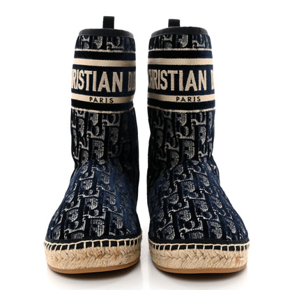 Christian Dior Velvet Oblique Granville Espadrille Boots 37 Deep Blue 2 of 11