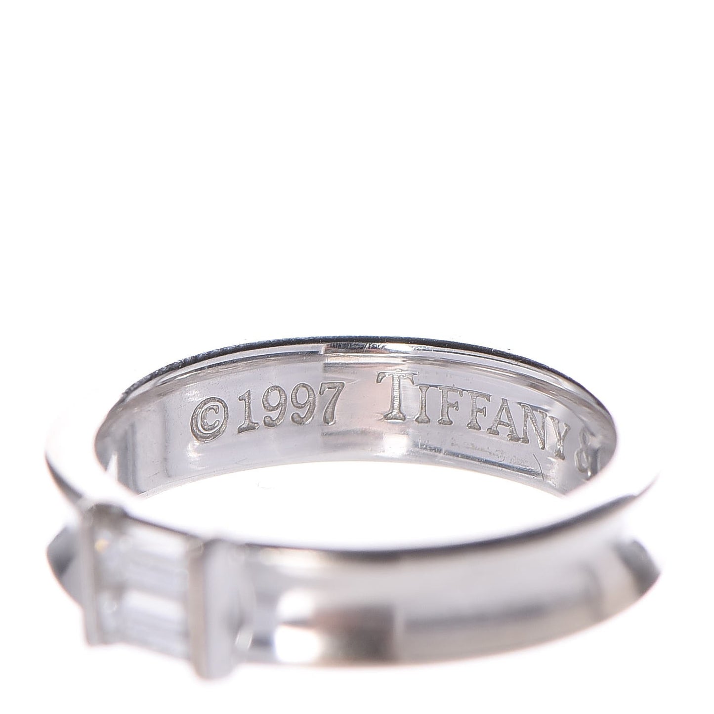 18K White Gold Diamond Baguette Stackable Ring 51 4.5