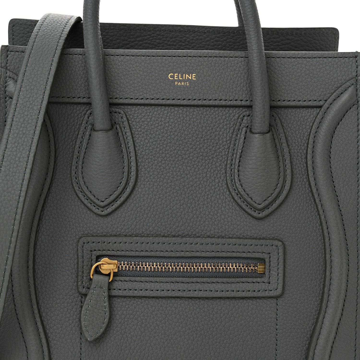 Celine Baby Drummed Calfskin Nano Luggage Kohl 8 of 10