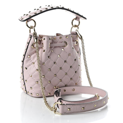 Valentino Garavani Nappa Mini Rockstud Spike Bucket Bag Rose Quartz 3 of 9
