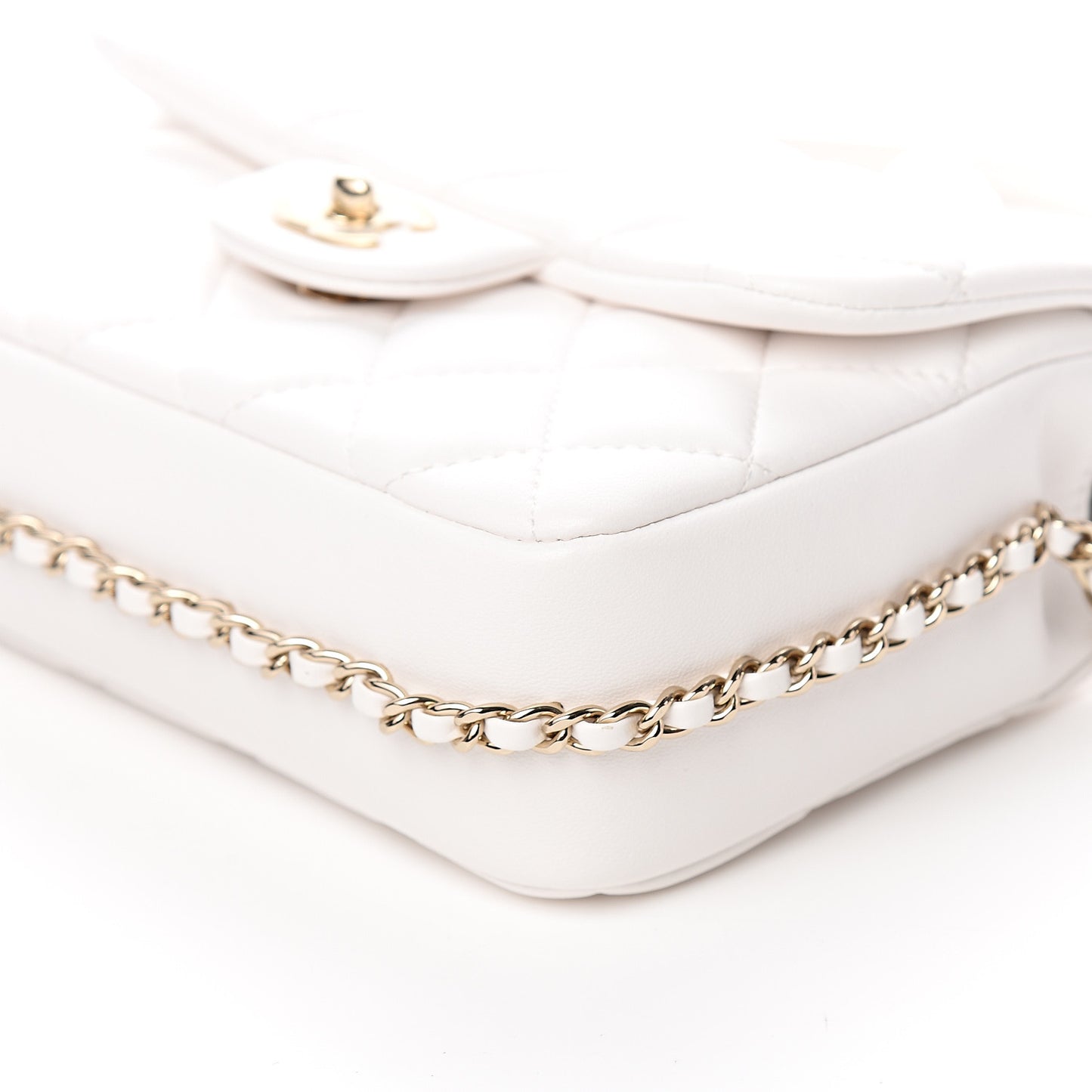 Lambskin Quilted Small My Precious Flap White