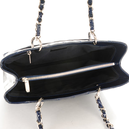 Chanel Patent Quilted Grand Shopping Tote GST Navy Blue 5 of 8