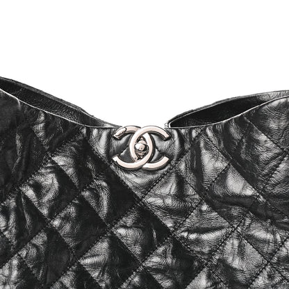 Chanel Crackled Calfskin Quilted Large Big Bang Hobo Black 8 of 10