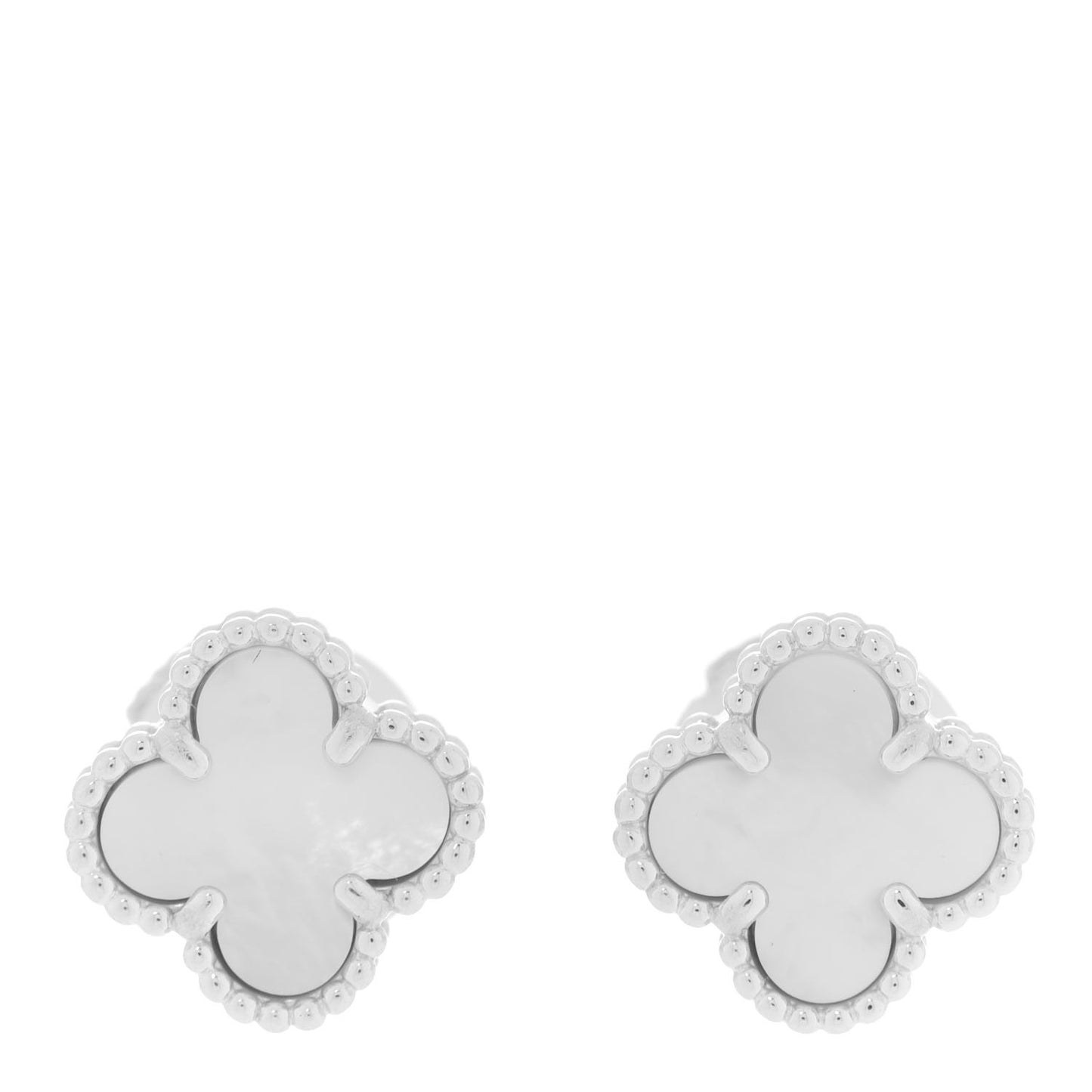 18K White Gold Mother of Pearl Sweet Alhambra Earrings