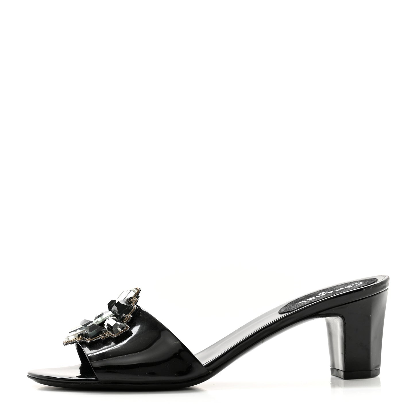 Patent Crystal Embellished Sandals 40 Black