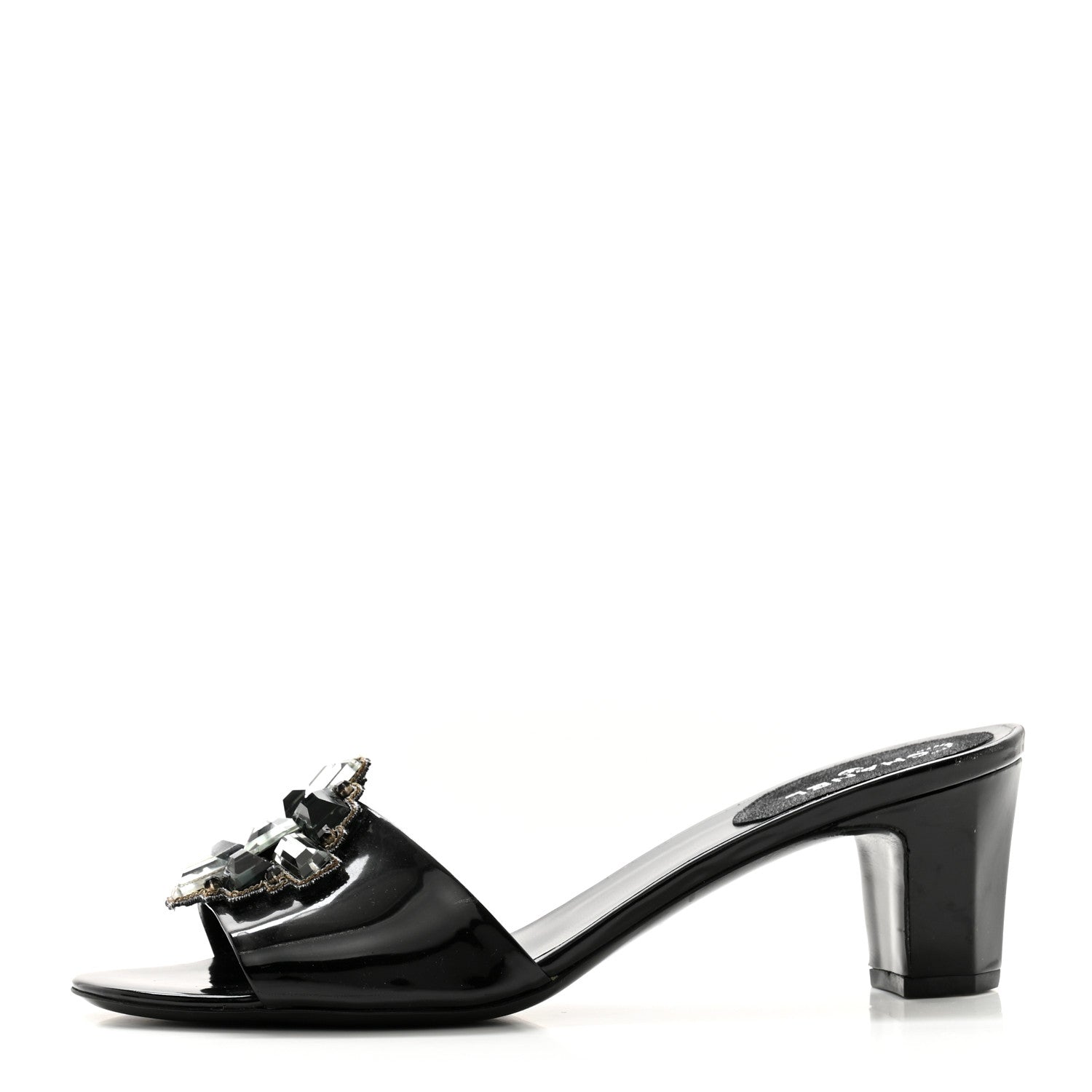 Chanel Patent Crystal Embellished Sandals 40 Black 1 of 9
