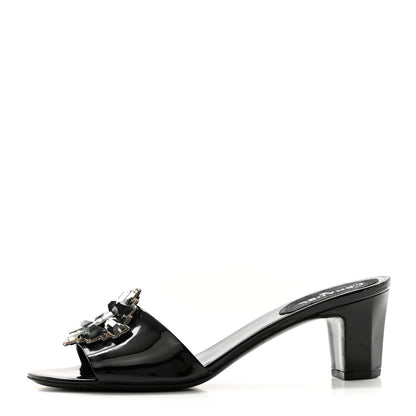 Chanel Patent Crystal Embellished Sandals 40 Black 1 of 9