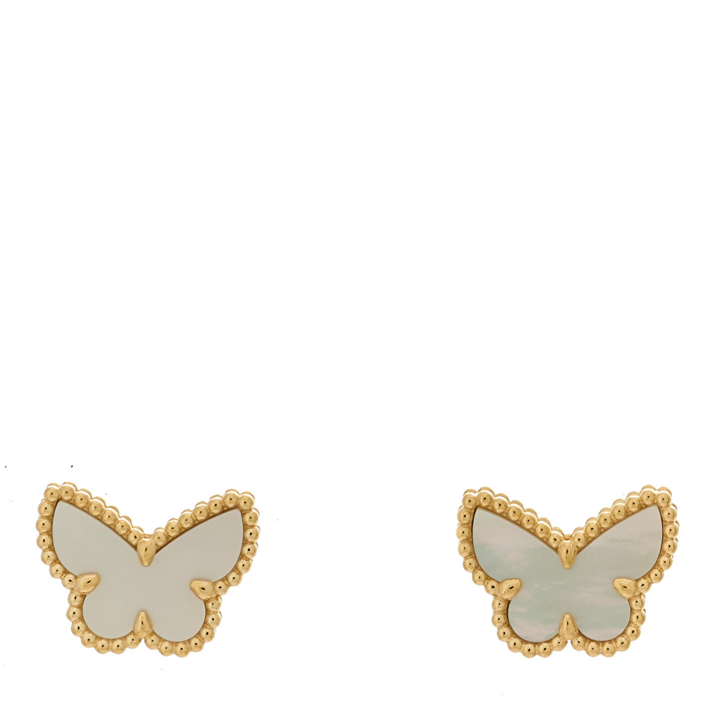 Van Cleef & Arpels 18K Yellow Gold Mother of Pearl Sweet Alhambra Butterfly Earrings 1 of 5