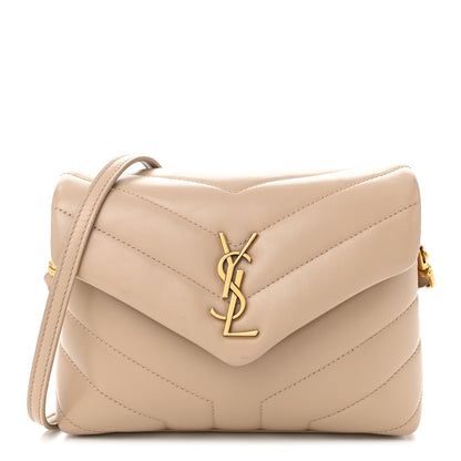 Saint Laurent Calfskin Y Quilted Monogram Toy Loulou Crossbody Bag Dark Beige 1 of 12