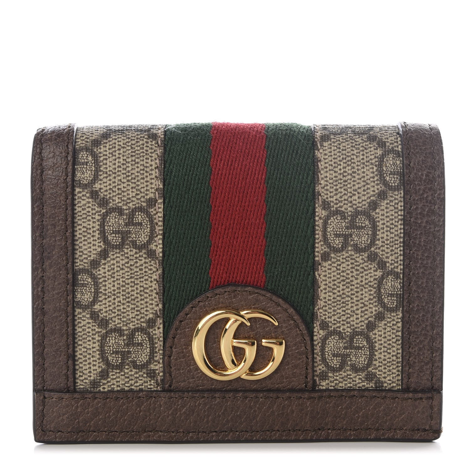 Gucci GG Supreme Monogram Web Ophidia Card Case Beige New Acero 1 of 9