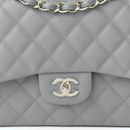 Chanel Caviar Quilted Jumbo Double Flap Grey 10 of 11