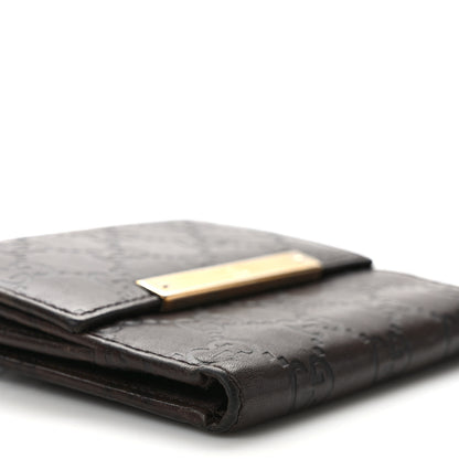 Gucci Guccissima Metal Bar French Flap Wallet Dark Chocolate 7 of 10