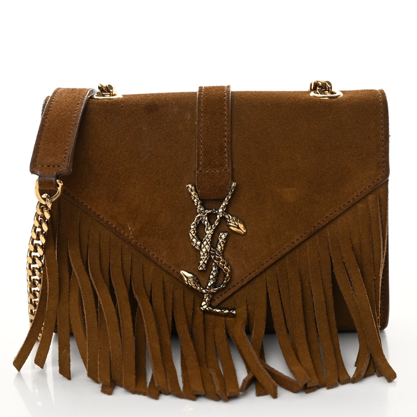 Suede Fringe Baby Monogram Satchel Light Ocre