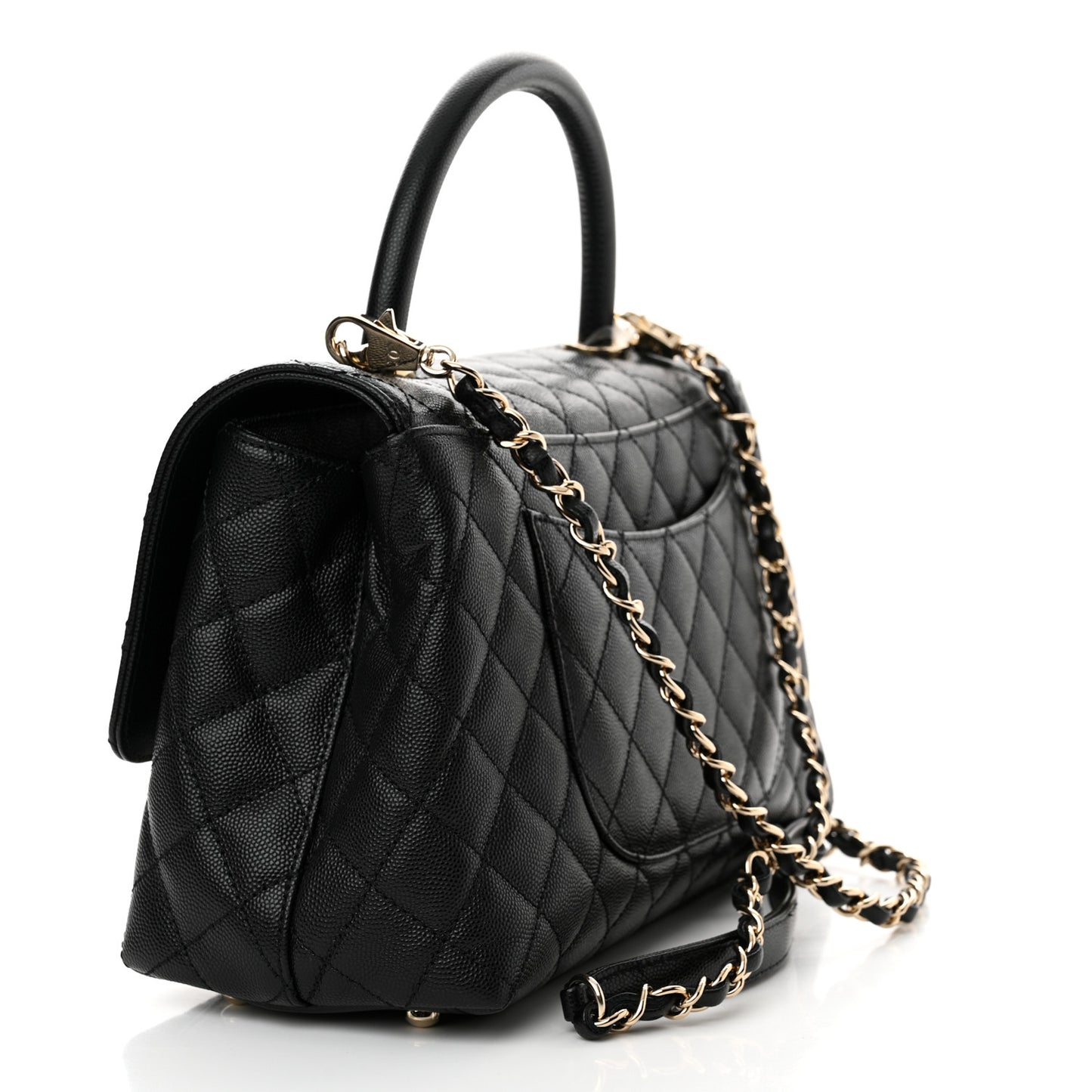 Caviar Quilted Small Coco Handle Flap Black