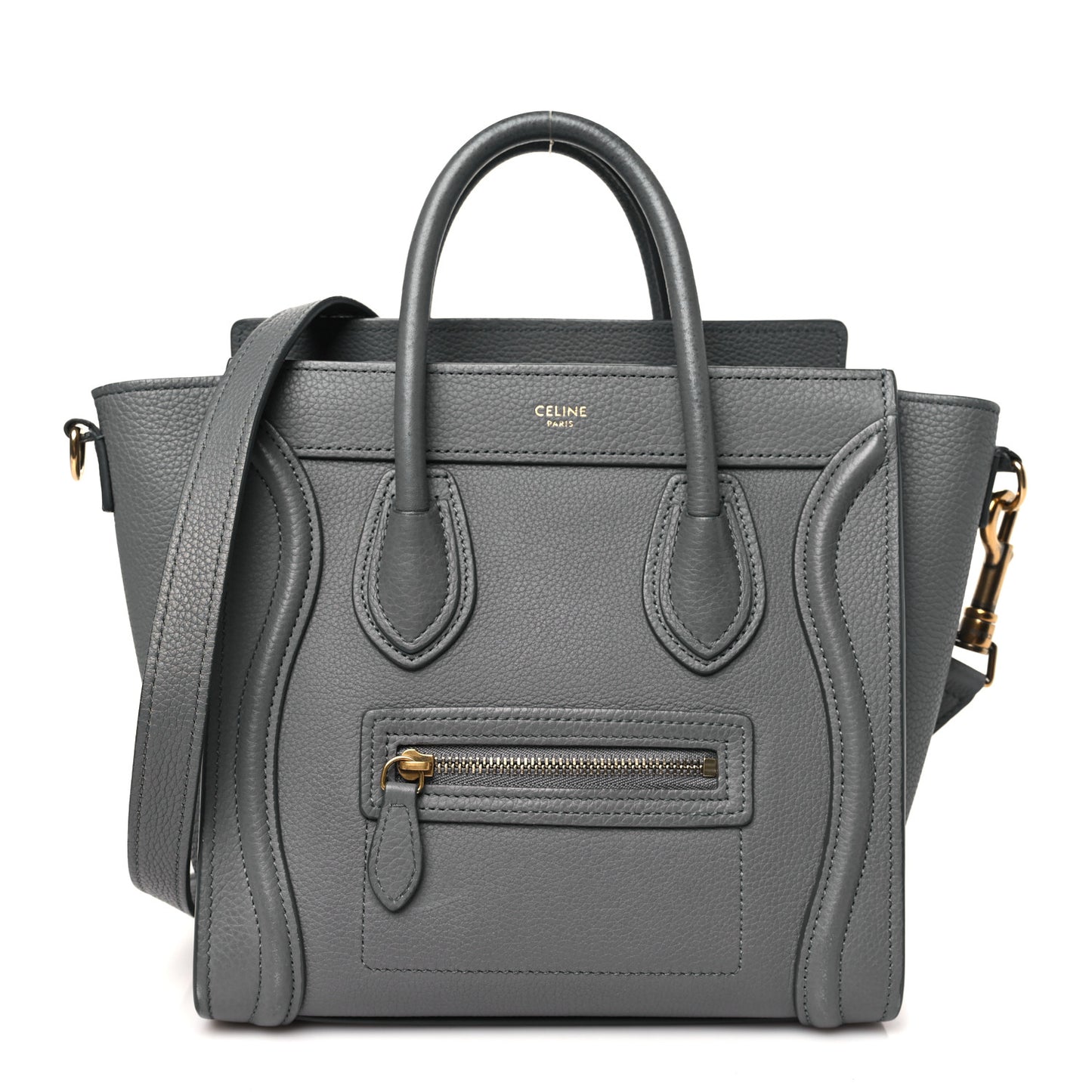 Drummed Calfskin Nano Luggage Kohl