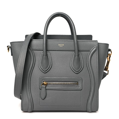 Celine Drummed Calfskin Nano Luggage Kohl 1 of 15