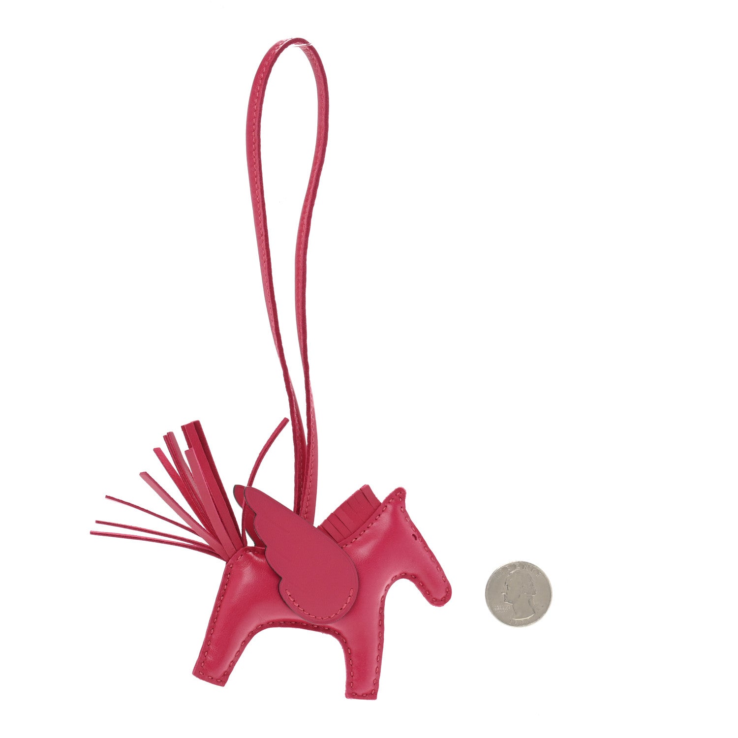 Hermes Milo Lambskin Grigri Rodeo Pegase Horse Bag Charm PM Framboise 2 of 5