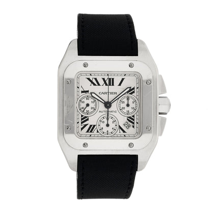 Cartier Stainless Steel Calfskin 41mm Santos 100 Chronograph Automatic Watch 1 of 5