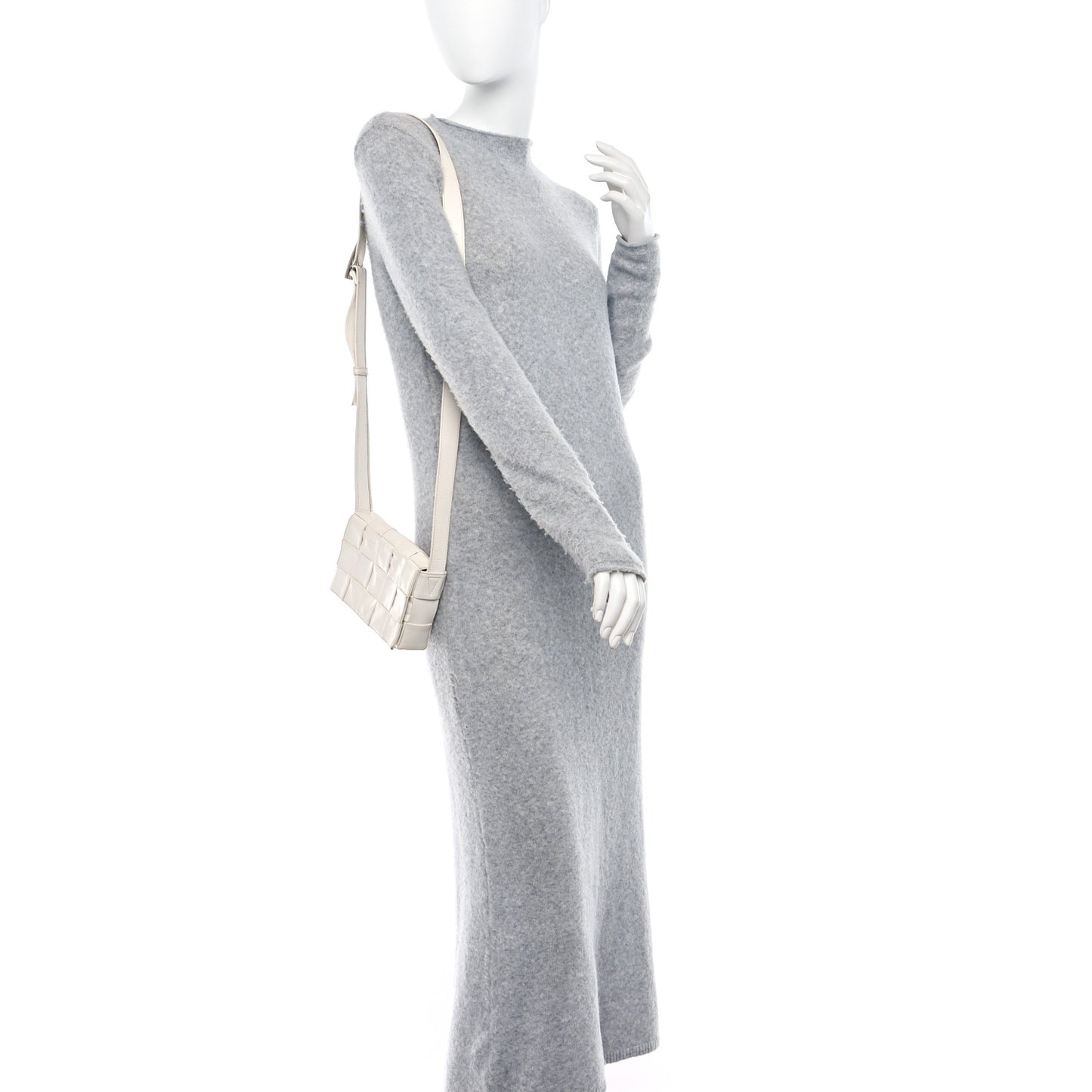 Paper Calfskin Maxi Intreccio Cassette Crossbody Bag White