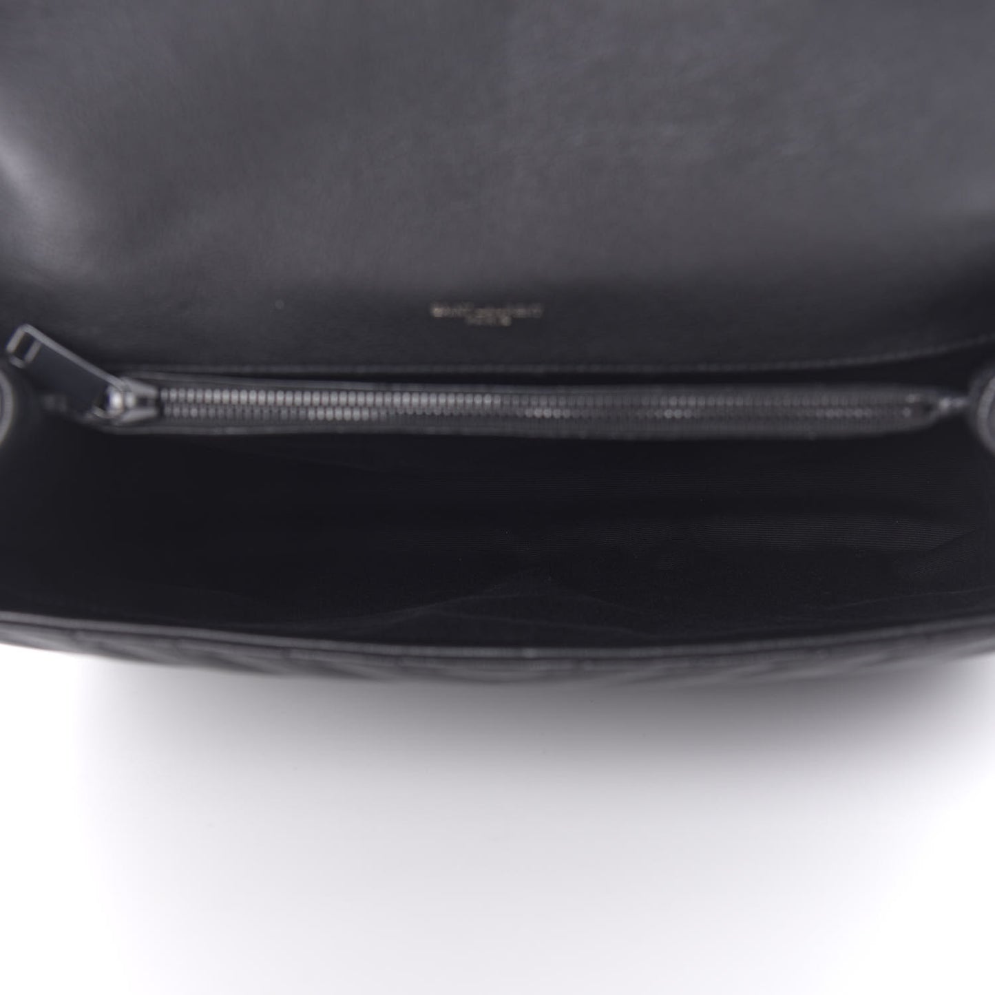 Sheepskin Matelasse Chevron Monogram Monochrome Large College Satchel Black