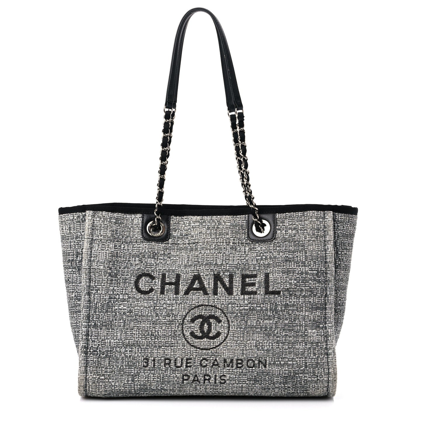 Straw Lurex Small Deauville Tote Charcoal
