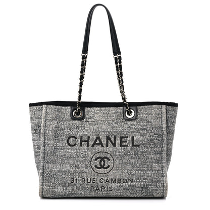 Chanel Straw Lurex Small Deauville Tote Charcoal 1 of 11
