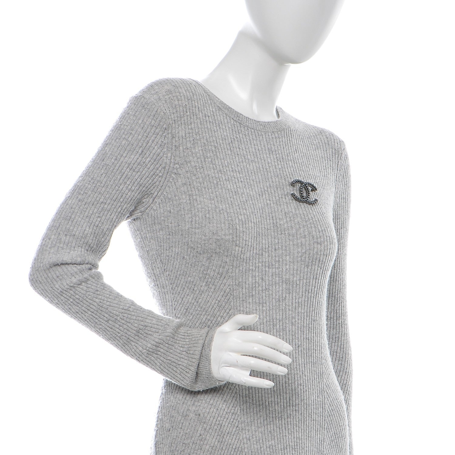 Chanel Ruthenium Bead CC Brooch Dark Grey 2 of 4
