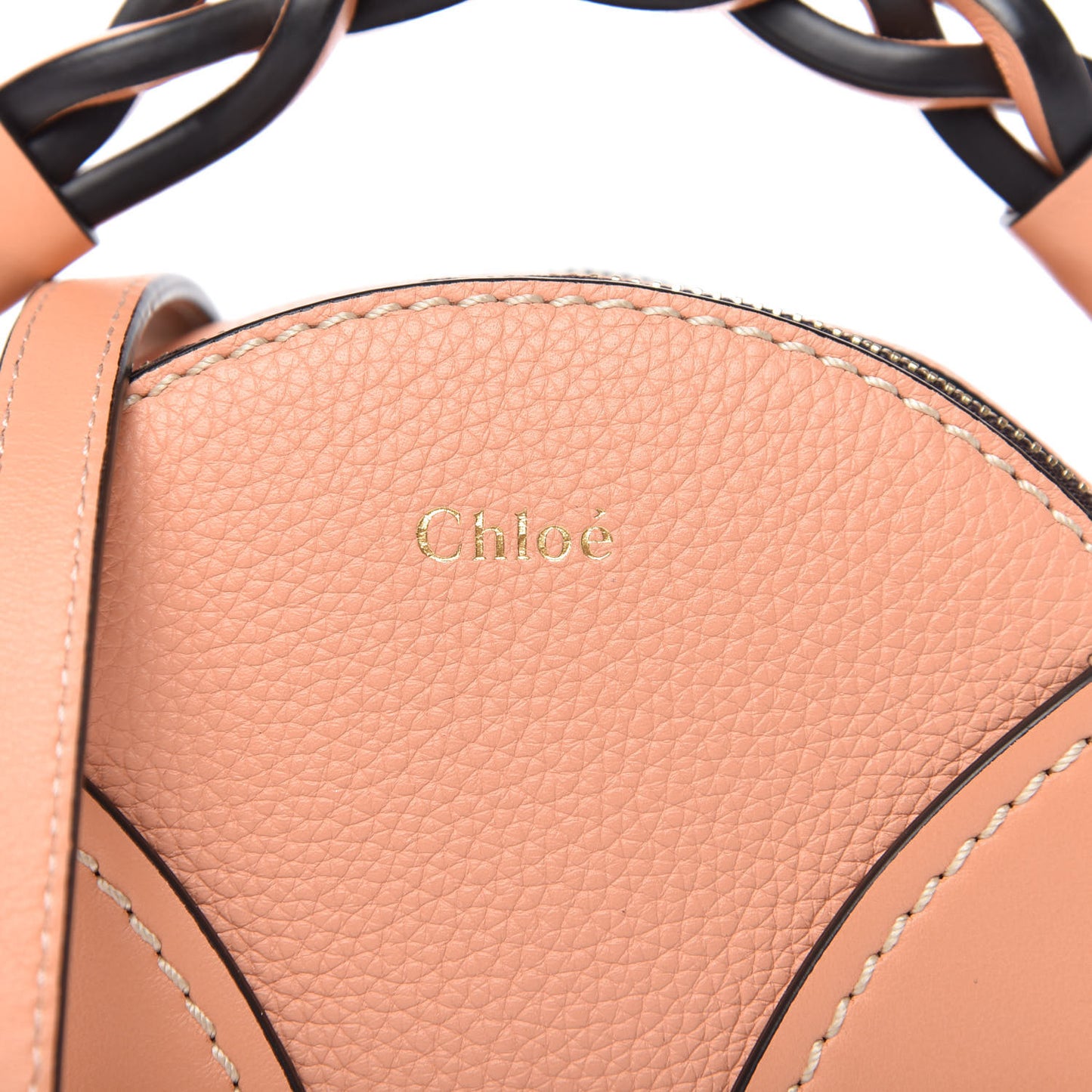 Grained Shiny Calfskin Mini Round Daria Bag Peach Bloom