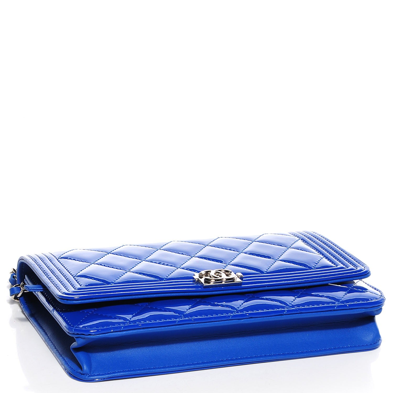 Chanel Patent Boy Wallet On Chain WOC Blue 5 of 10