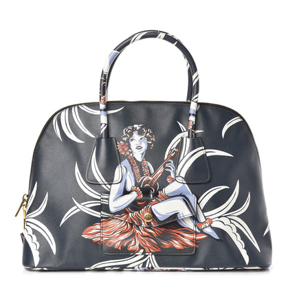 Prada Saffiano Print Hawaiian Girl Front Pocket Tote Smeraldo 1 of 10