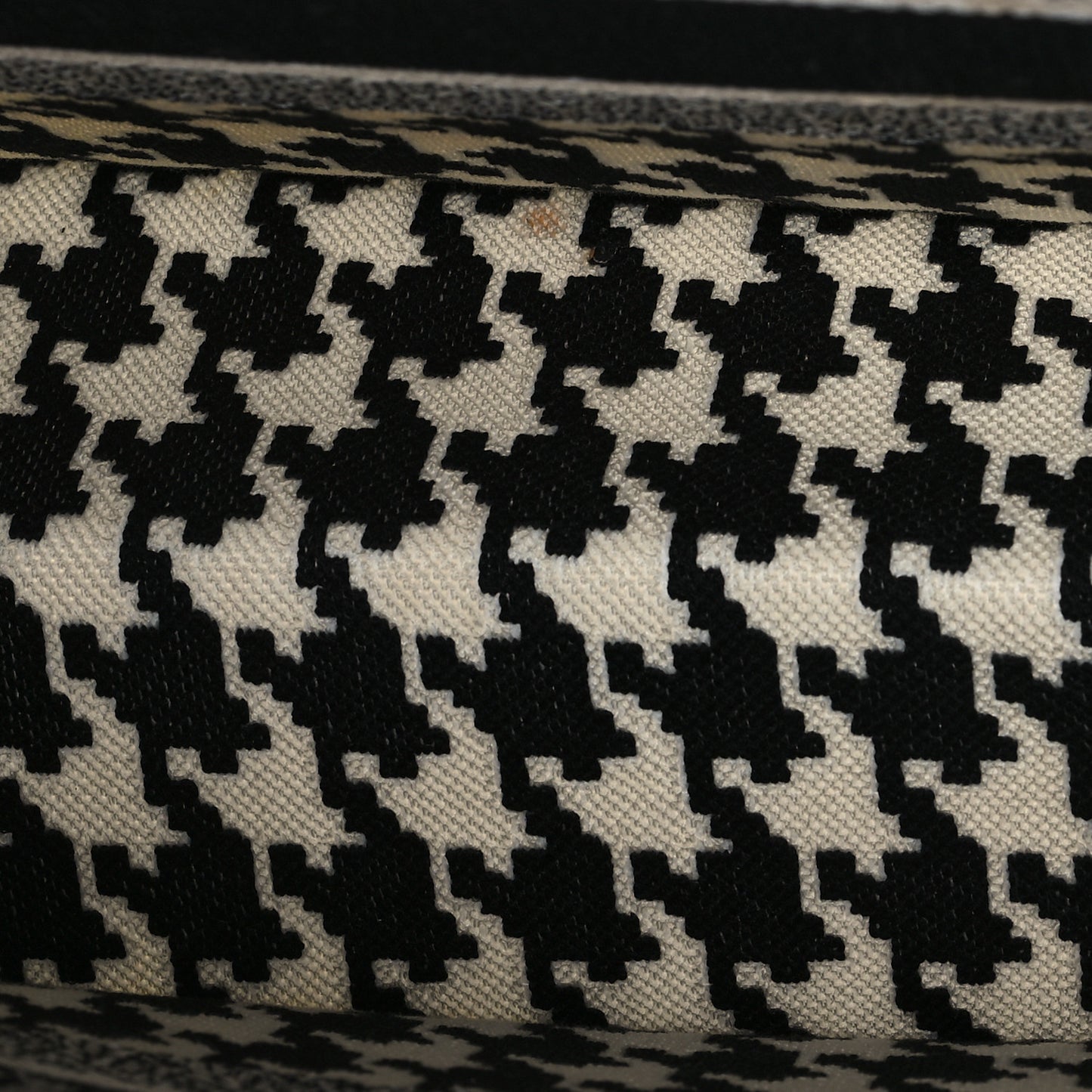 Canvas Macro Houndstooth Embroidered Medium Book Tote Black White