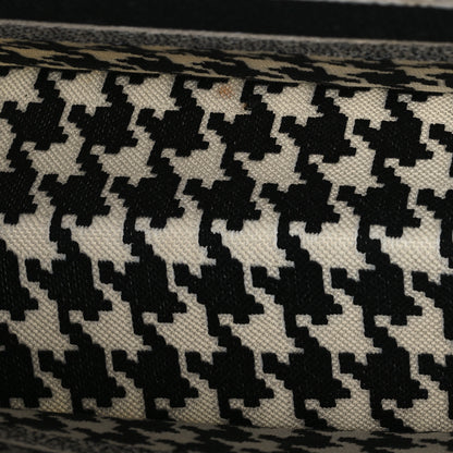 Christian Dior Canvas Macro Houndstooth Embroidered Medium Book Tote Black White 13 of 13