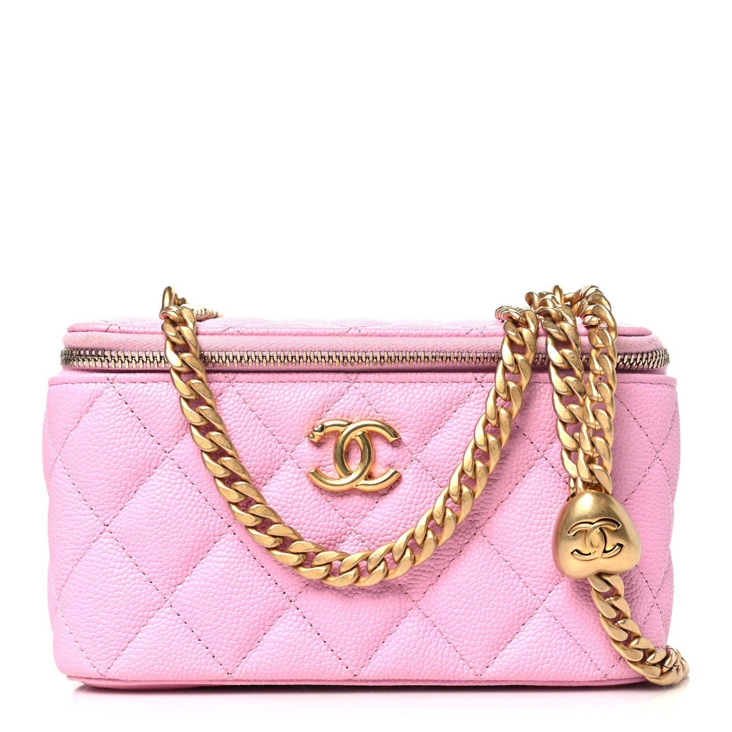 Caviar Quilted Sweetheart Vanity Case Pink
