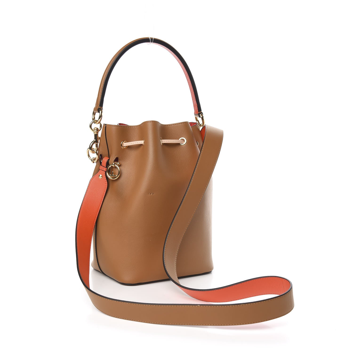 Fendi Vitello Grace F is Fendi Stamp Patch Perforated Small Mon Tresor Bucket Bag Nocciola 3 of 9