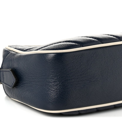 Gucci Vintage Effect Calfskin Matelasse Diagonal Small Torchon GG Marmont Chain Shoulder Bag Blue Agata Mystic White 9 of 10