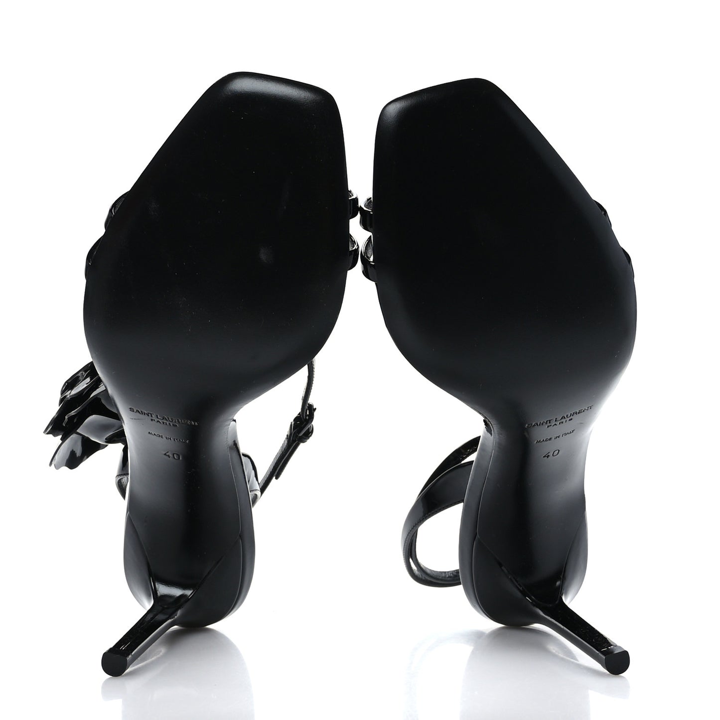 Patent Amber Flower Ankle Pumps 40 Black