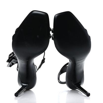 Saint Laurent Patent Amber Flower Ankle Pumps 40 Black 5 of 7