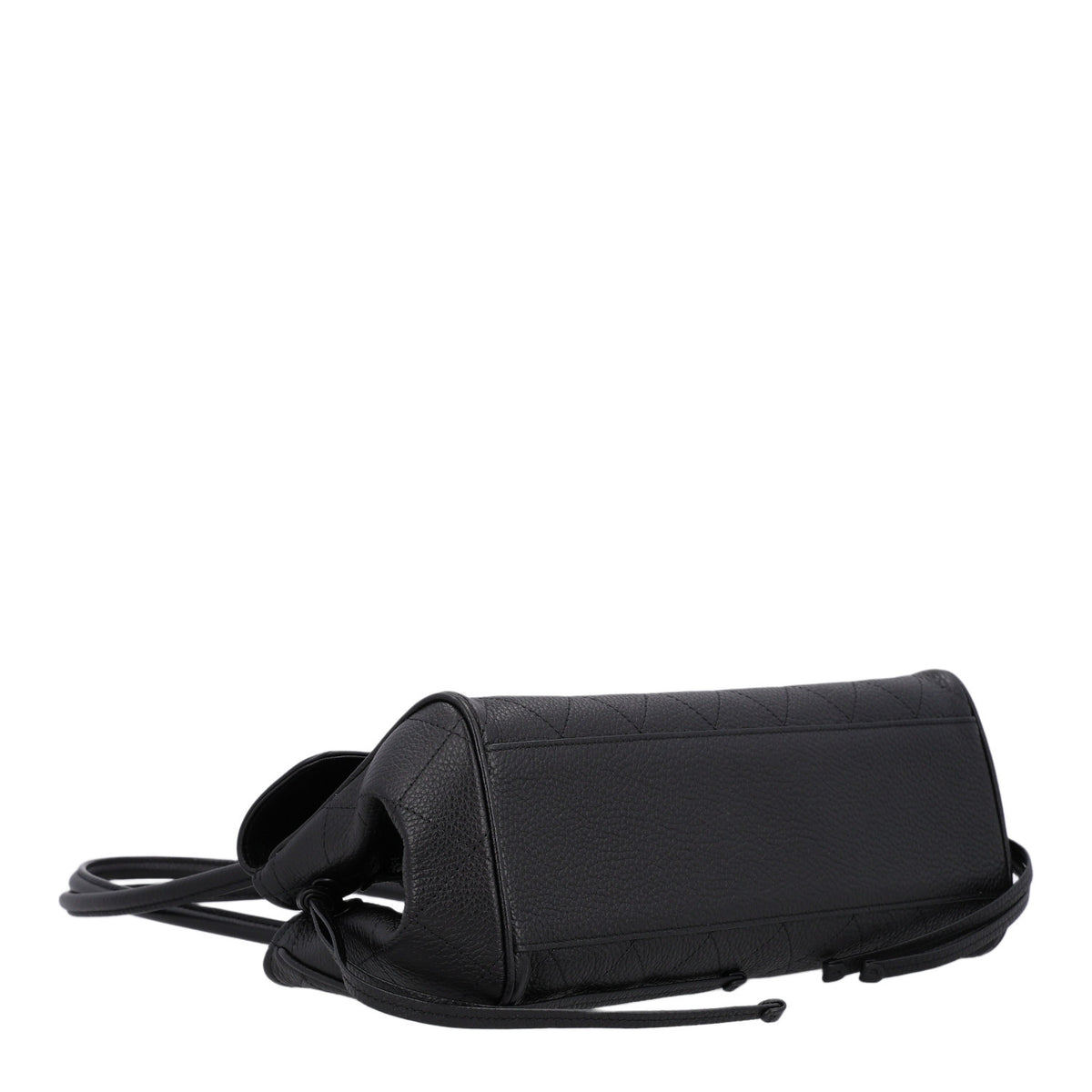 Grained Calfskin Stitched Urban Essentials Small Shopping Bag Black