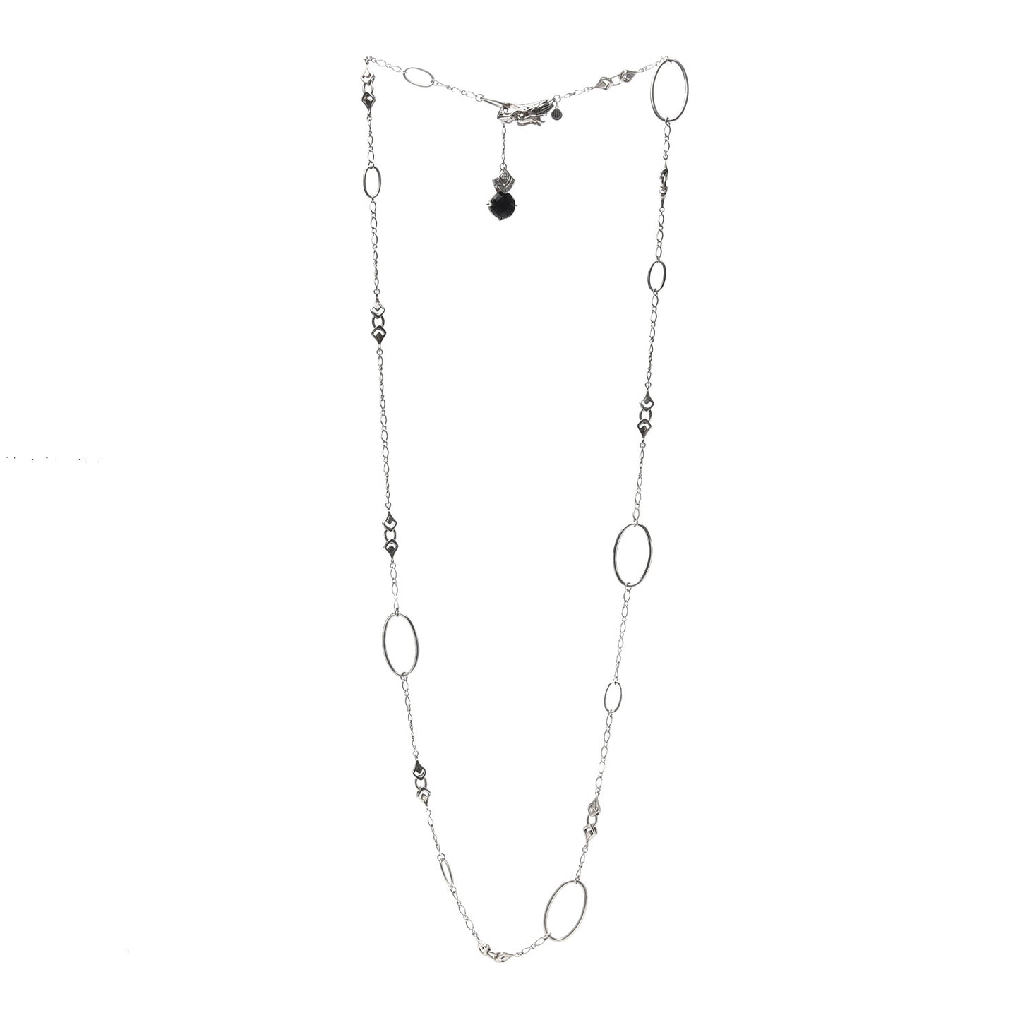 Sterling Silver Black Onyx White Sapphire Legends Naga Lariat Necklace